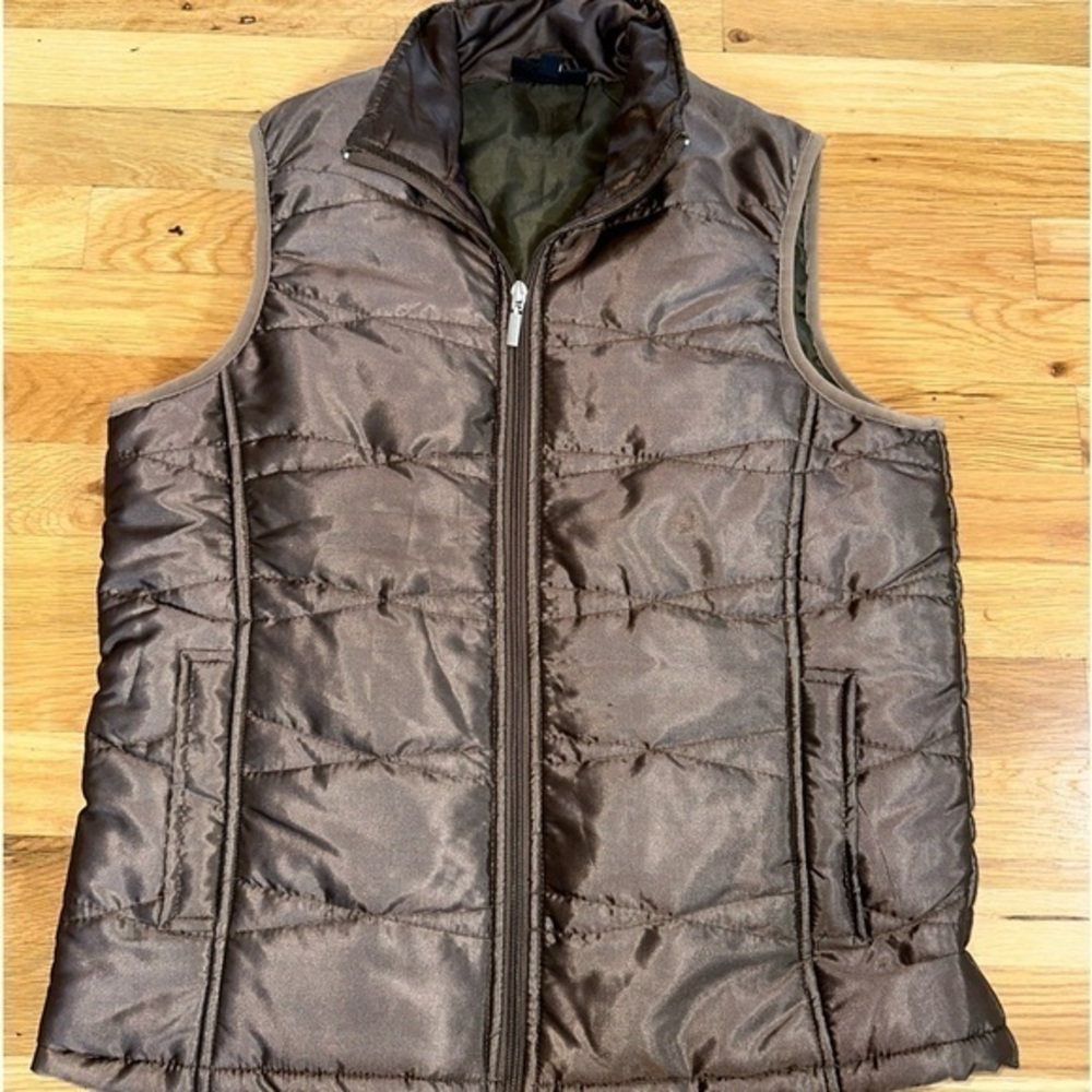 Jane Ashley Front Zip Sleeveless Vest SIZE: M BROWN DESIGN
